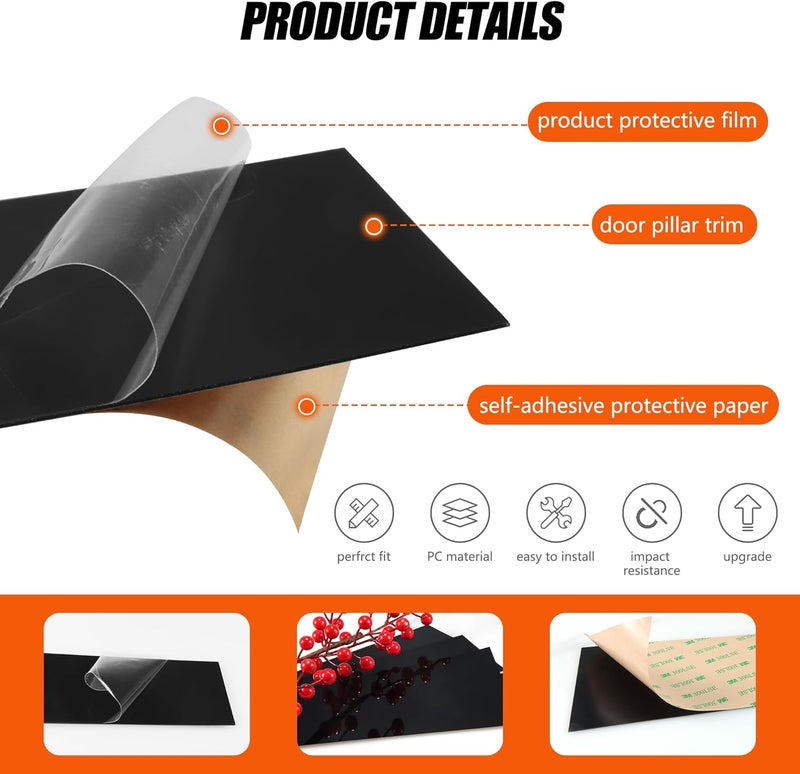 BASIKER Fit for Honda Civic 10th Gen Sedan‌ 2016-2021 Pillar Post Trim Kit, Door Window B Pillar Glossy Black Cover, Strong Toughness PC Material - Image 3